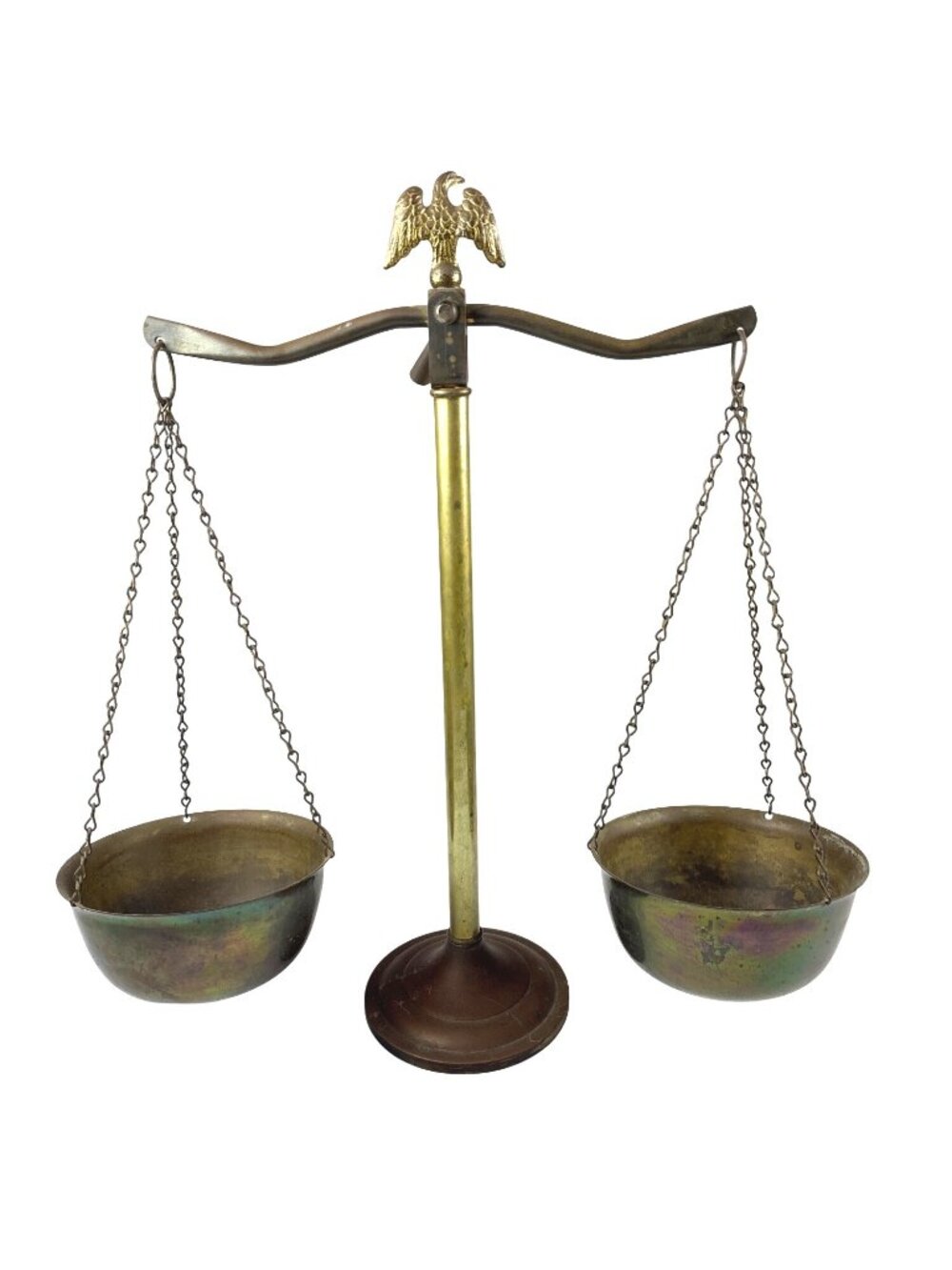 Vintage Federal Style Brass Balance Scale • Darkened Patina Academic Aesthetic